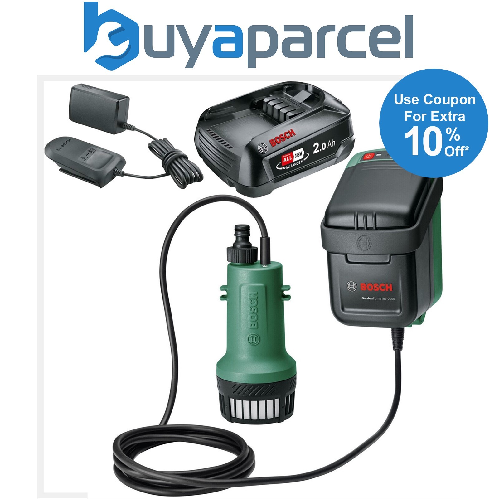 Bosch Garden Pump 18V-2000 18V Cordless 18v Garden Rainwater Drainage 1x2Ah Batt