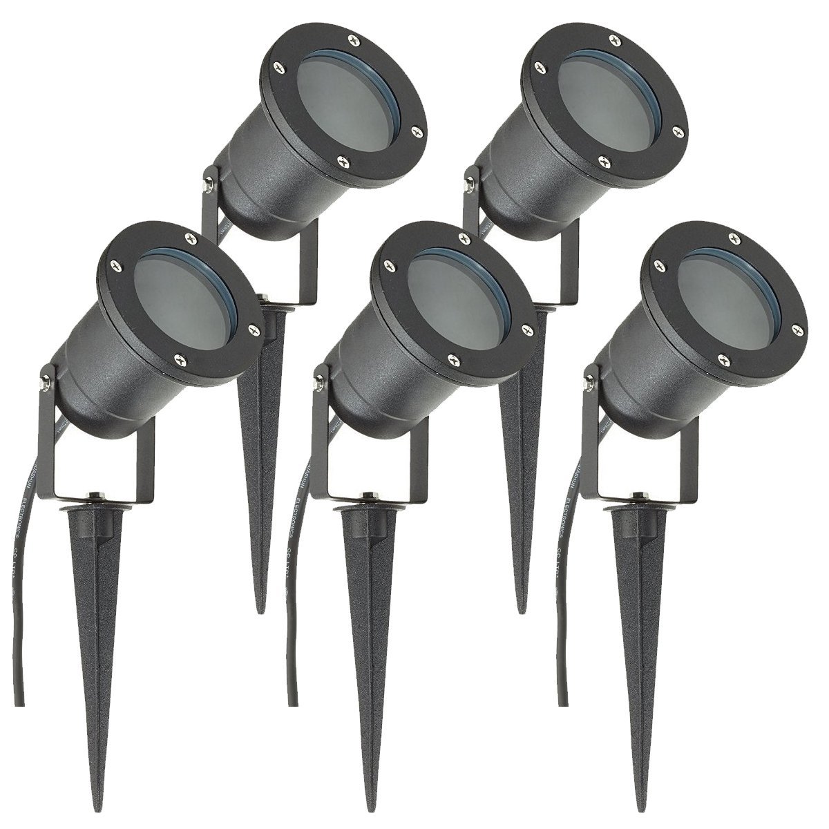 GU10 Outdoor Garden Spike Ground Mount Or Watt Light IP65 Matt Black Pack Of 5