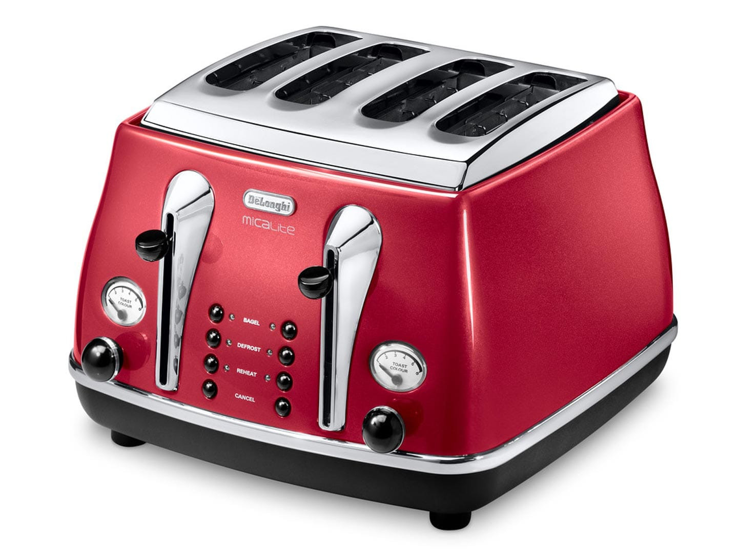 De'Longhi CTOM4003.R Icona Micalite 4 Slice Toaster with Defrost Function 1800W