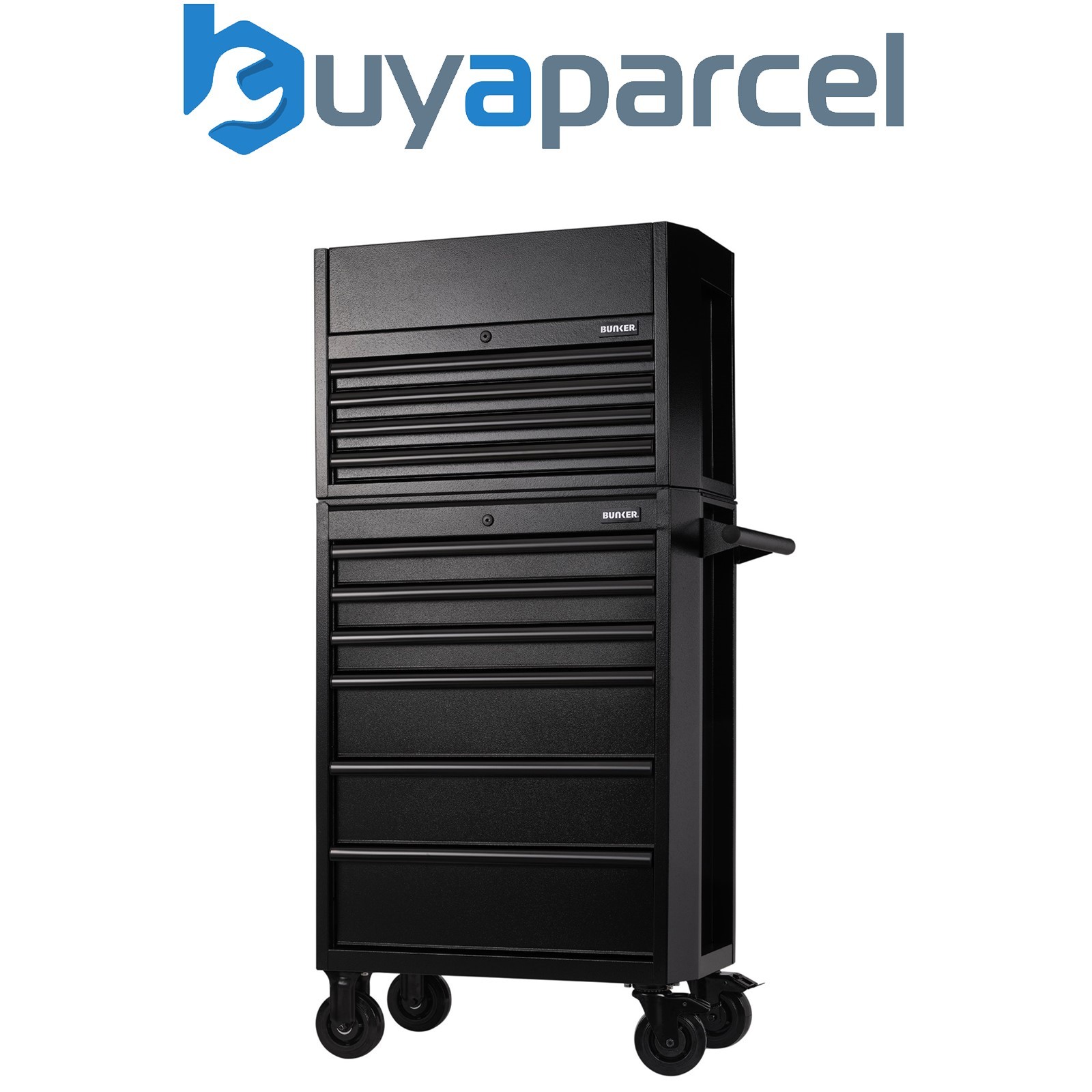 Draper 24247 BUNKER 10 Drawer Combined Roller Cabinet and Tool Chest, 26", Black