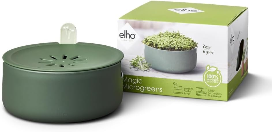elho Magic Microgreens 17 - Sprouting Kit - Ø 16.8 x H 7.1 cm - Green/Leaf Gre