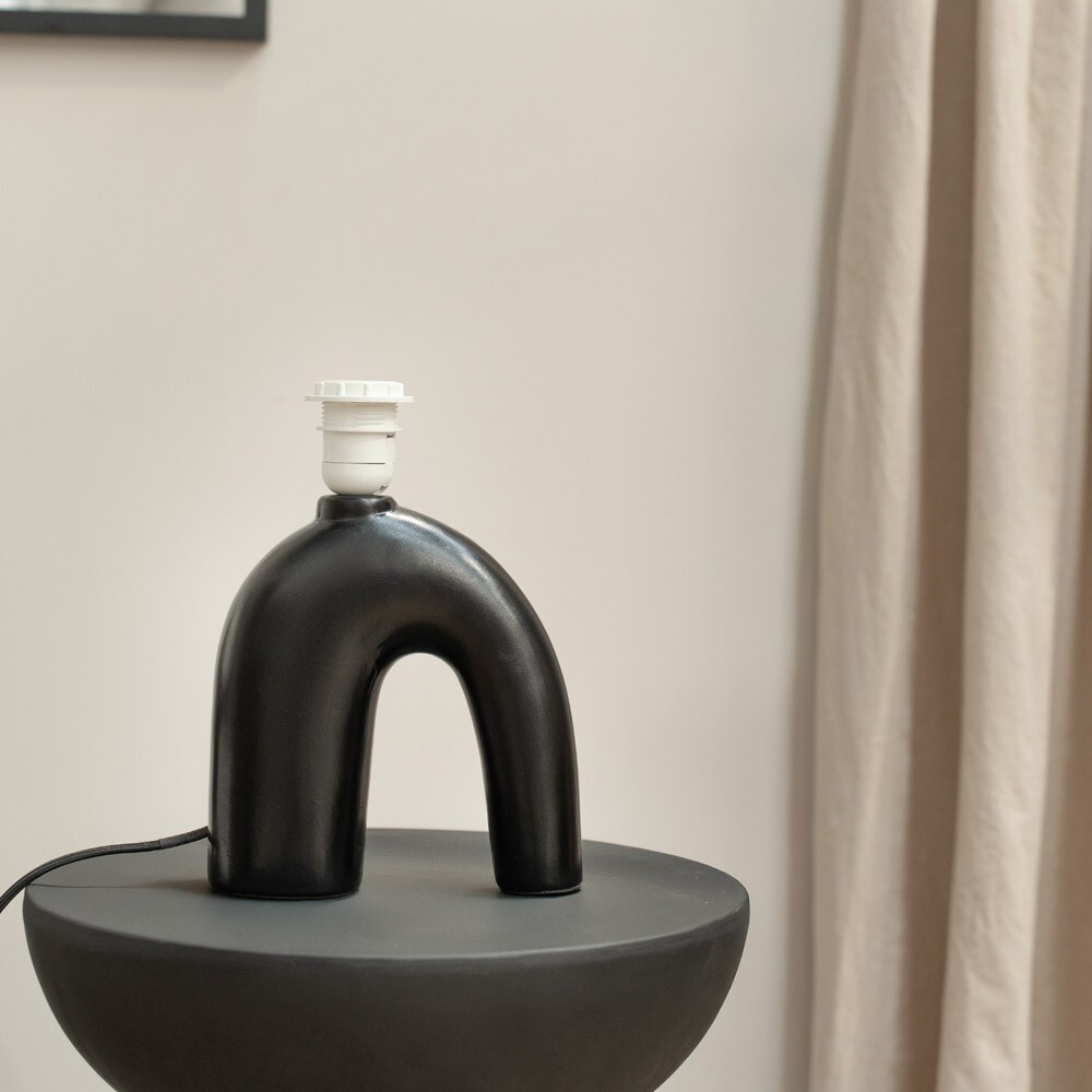 Lia Black Abstract Arch Ceramic Table Lamp Base Bedroom Hallway Living Room