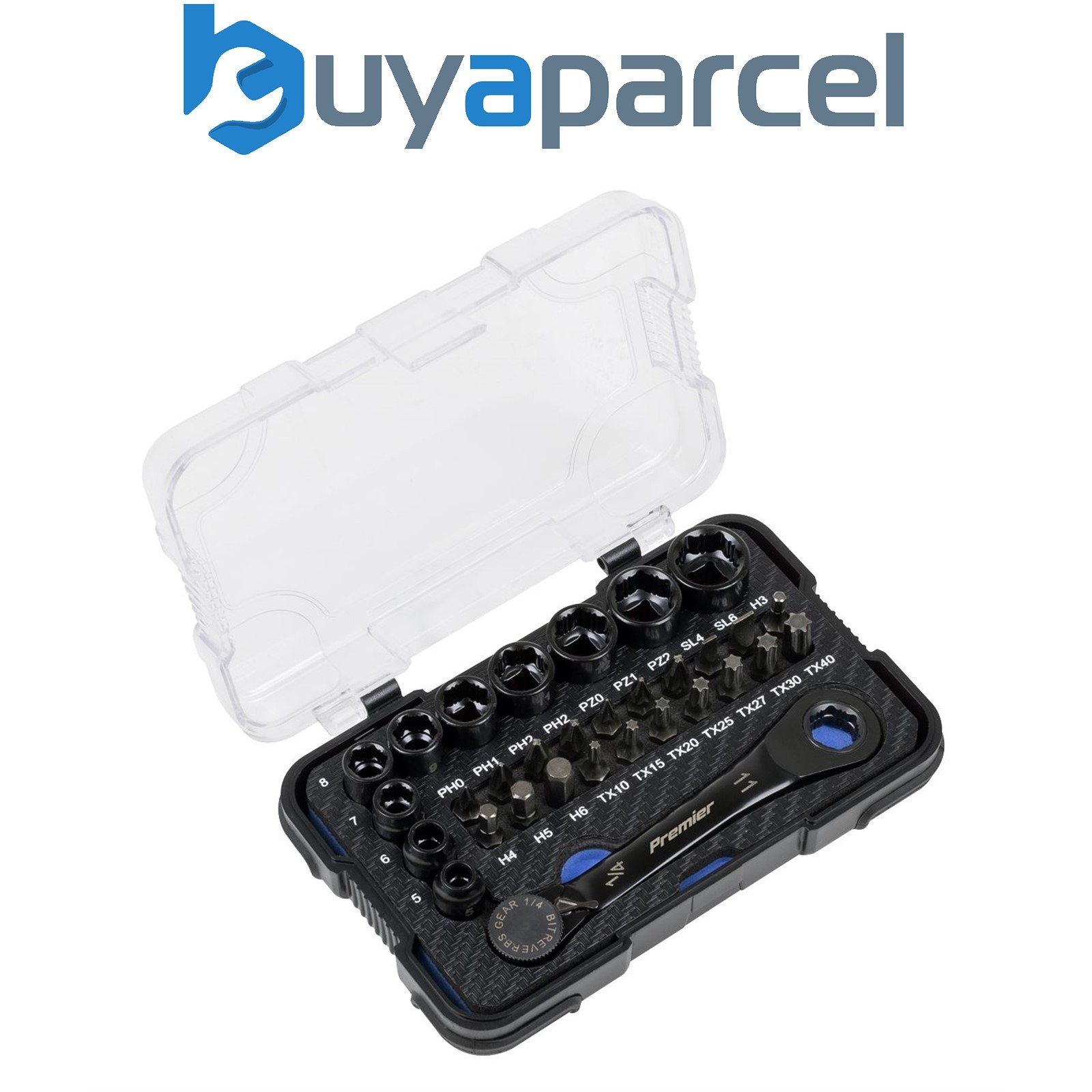 Sealey AK2112 Premier Black Go-Through Lock-On&trade; Low Profile Socket & Bit S