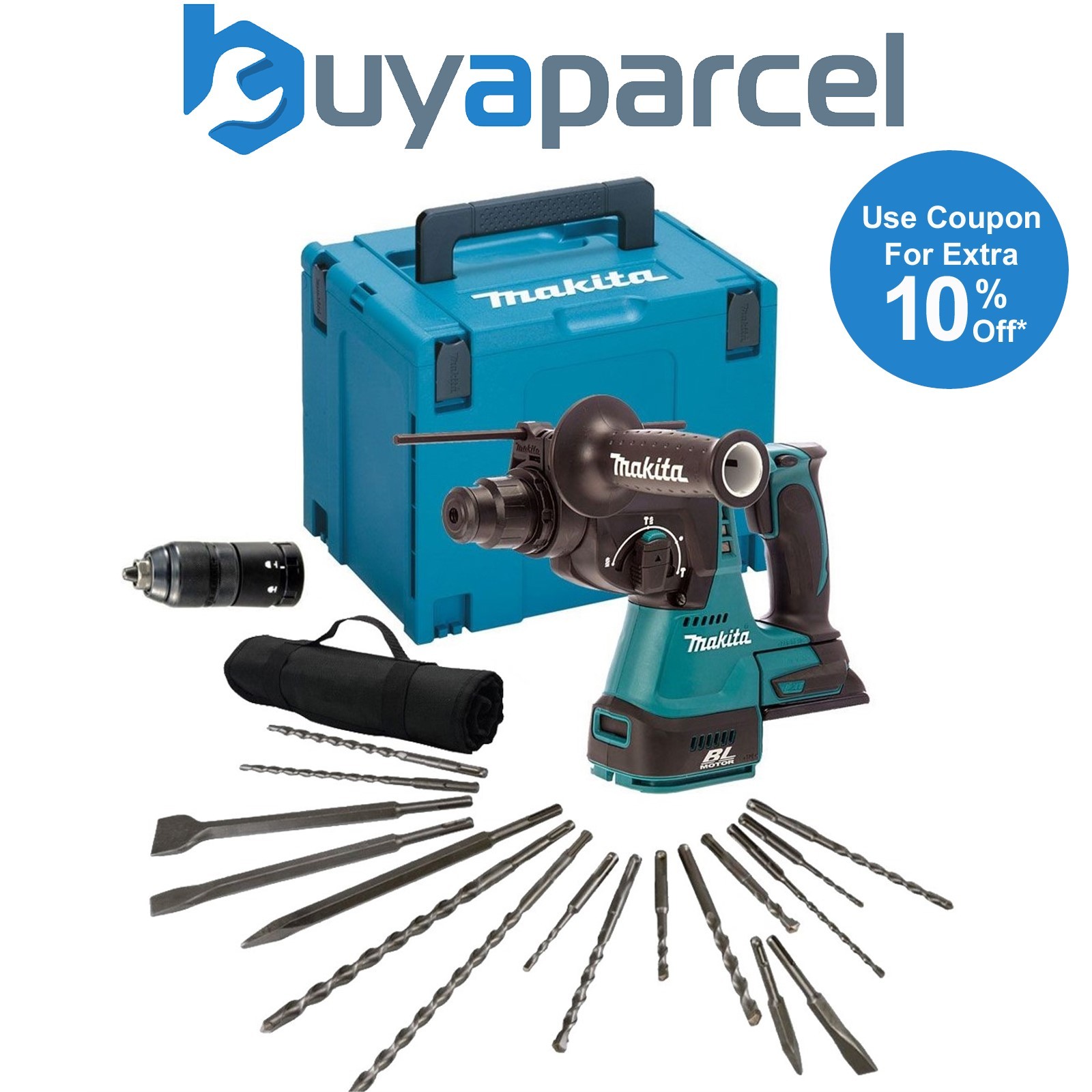 Makita DHR243ZJ 18V LXT Lithium 3 Mode SDS Rotary Hammer Drill + 17PC SDS KIT