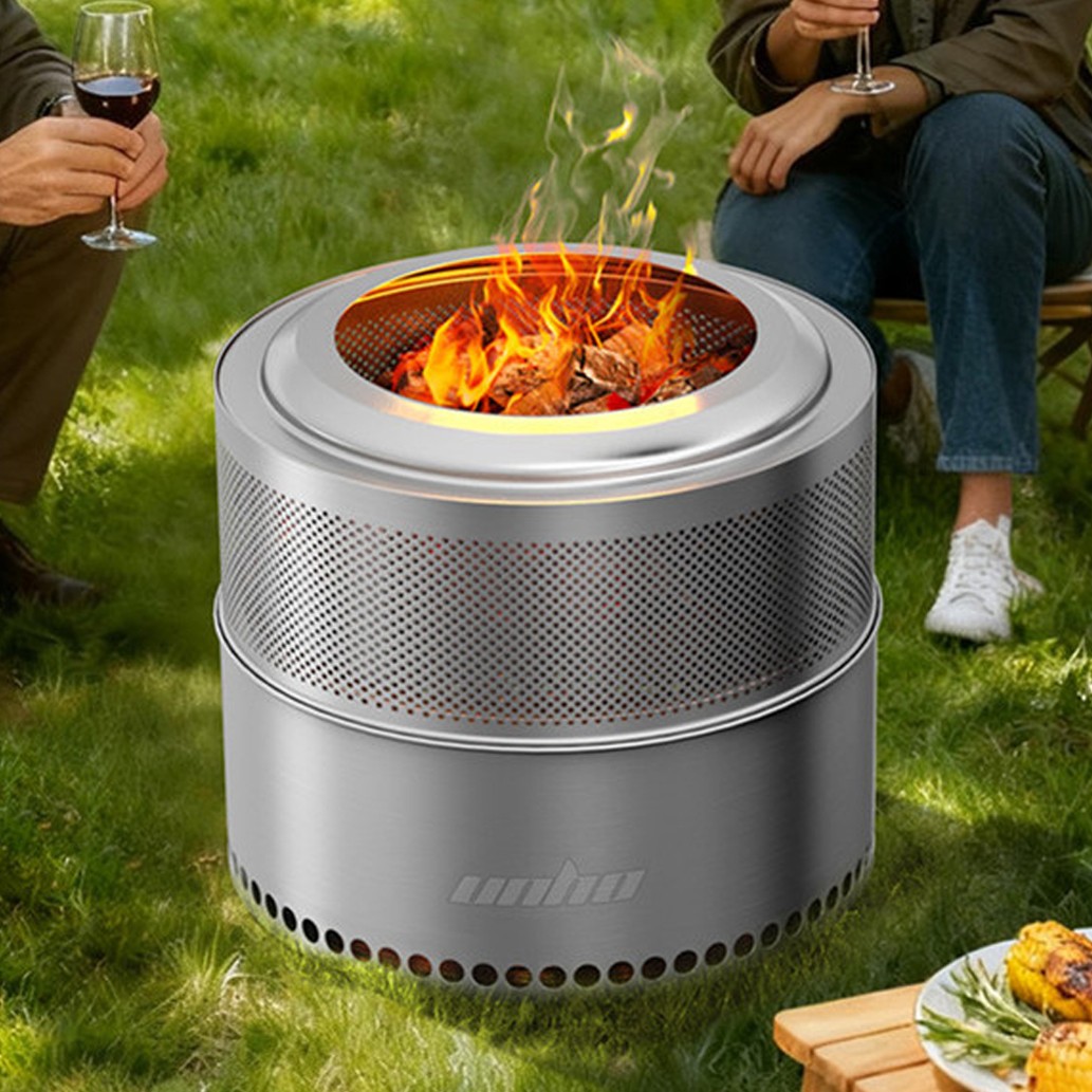 Large Stainless Steel Wood Burning Smokeless Firepit camping for BBQ & Bonfire