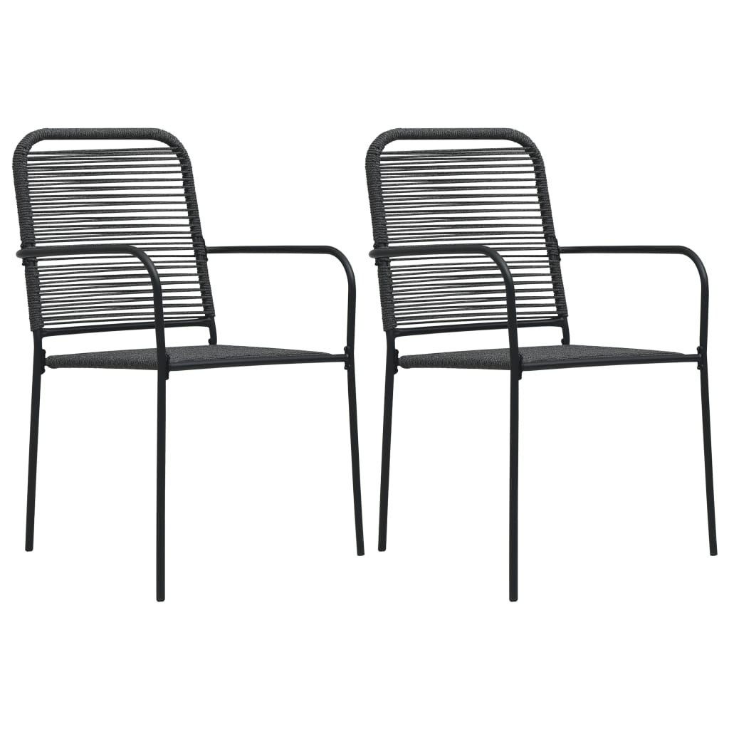 2x Garden Chairs Cotton Rope and Steel Black Outdoor Seating Furniture vidaXL