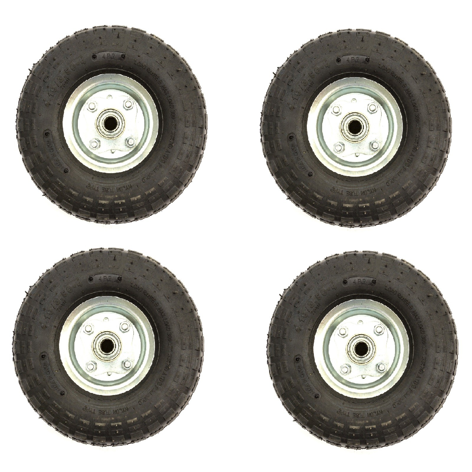 4 Pack 10'' Wheelbarrow 4.10/3.50-4 Replacement Spare Wheel Tyre Garden Cart