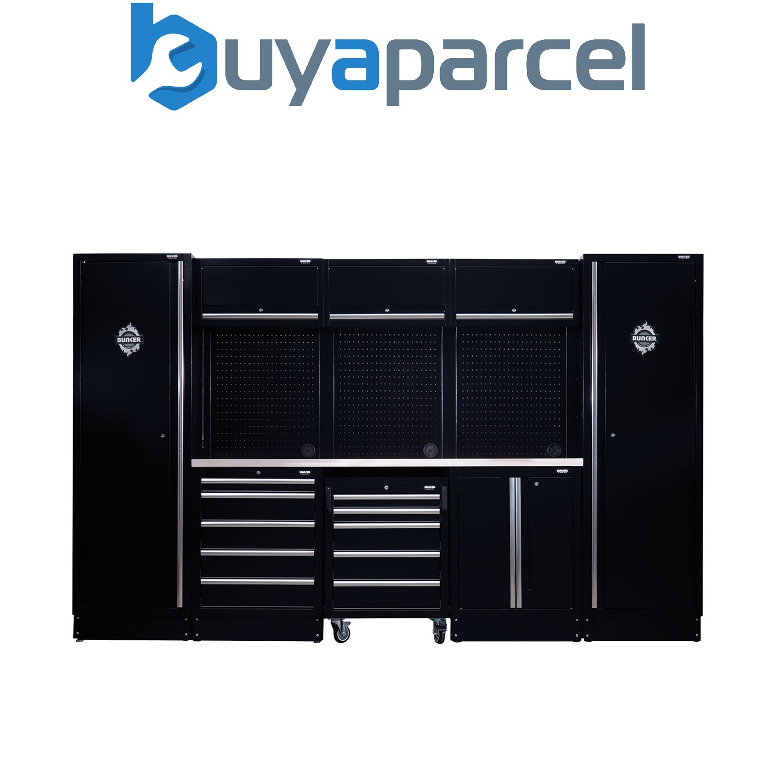 Draper 04402 BUNKER 16 Piece Modular Storage Combo with Stainless Steel Worktop,