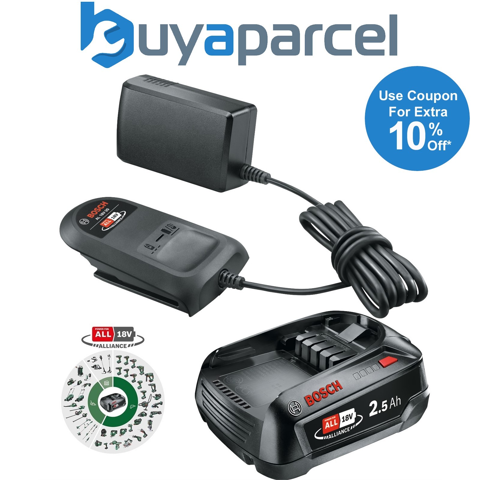 Bosch Starter Set 18V PBA 2.5Ah Battery + Standard Charger Kit - Power For All