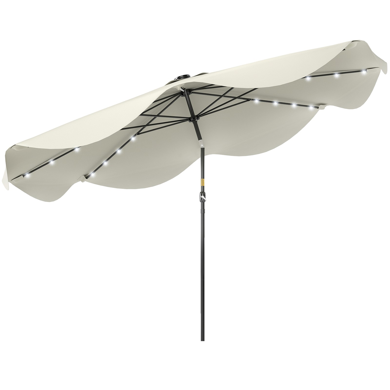 Outsunny Garden Parasol Umbrella with LED Lights and Tilt, Table Umbrella