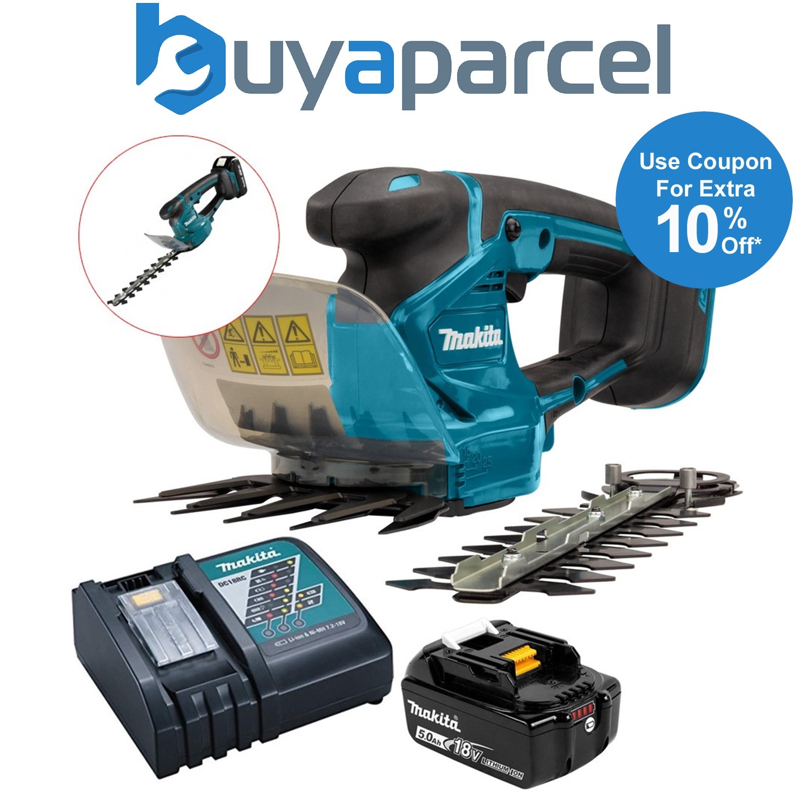 Makita DUM111 18v Lithium Cordless Pruner Hedge Cutter Grass Shear - 1x 5ah