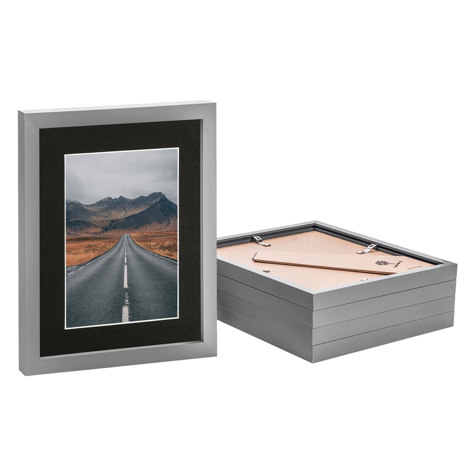 5x Grey 8" x 10" Photo Frames with Black 5" x 7" Mount Picture Wall Décor