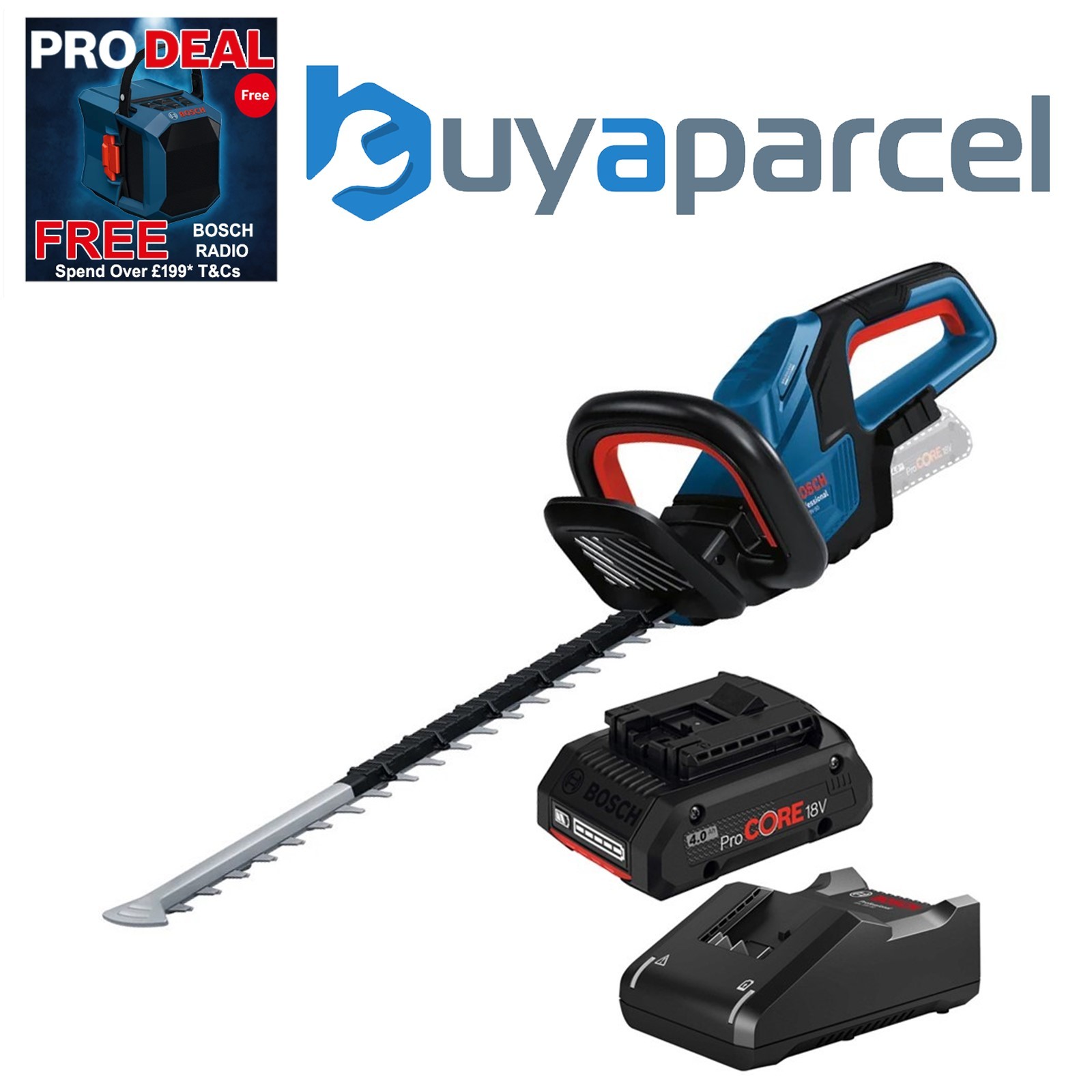 Bosch GHE 18V-50 18V Pro Cordless Brushless Hedge Trimmer 50cm 1 x 4.0ah Procore
