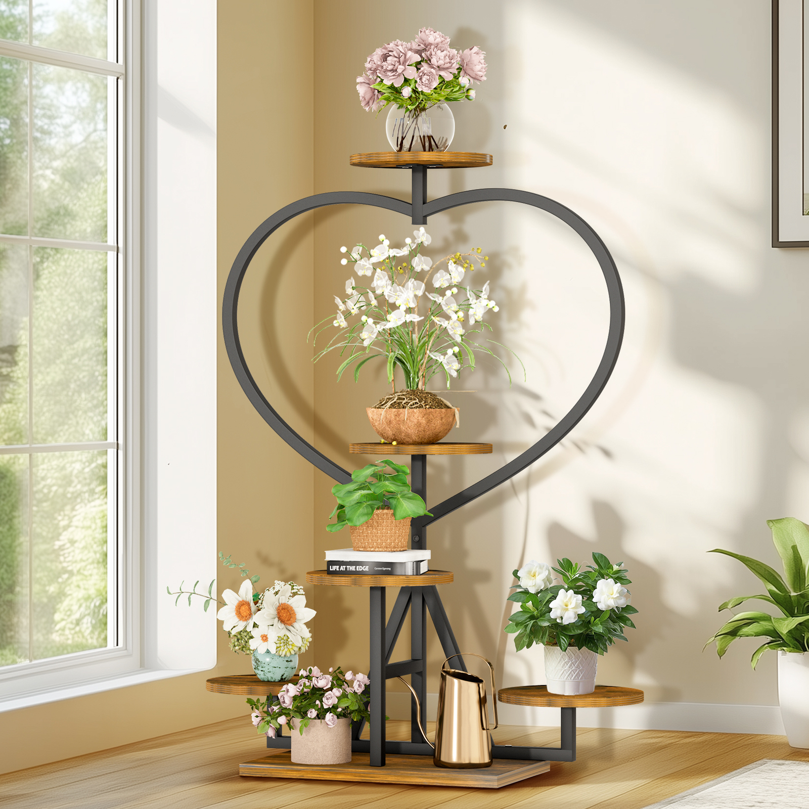 6 Tier Wood Plant Stand Flower Shelf Display Rack For Living Room Balcony Garden