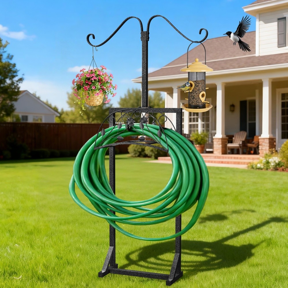 Garden Hose Holder Sturdy Metal Water Hose Stand Storage Hooks Patio Organiser