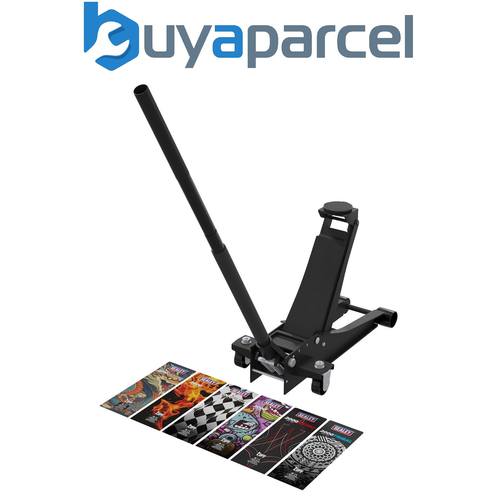 Sealey 2000CB Low Entry Custom Design Trolley Jack with Rocket Lift 2 Tonne - Bl