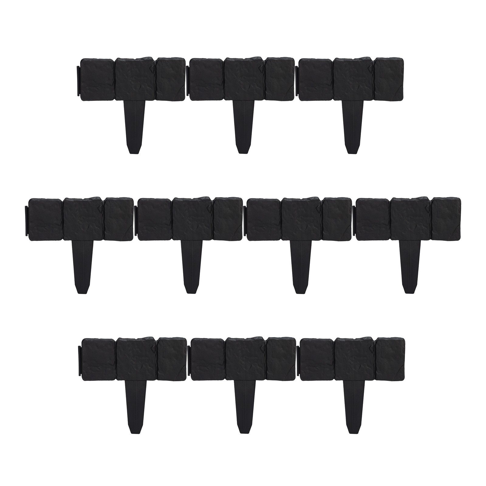 Garden Edging Set Lawn Border Stone Effect Flowerbed Landscaping 100 Piece Stake