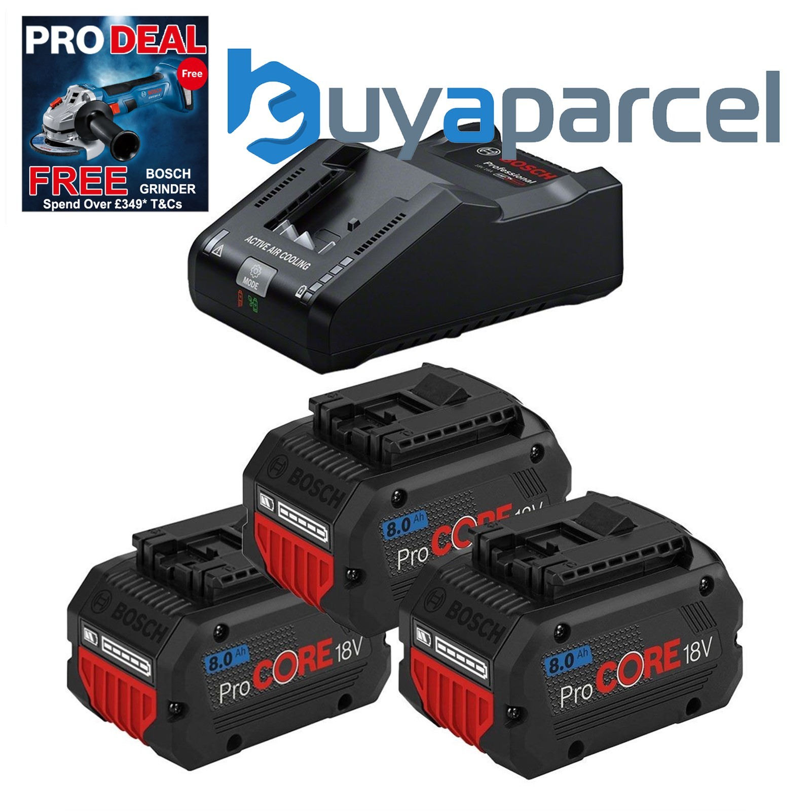 3 X Bosch 1600A016GK ProCORE GBA 18v 8.0Ah Lithium Battery Cordless + Charger