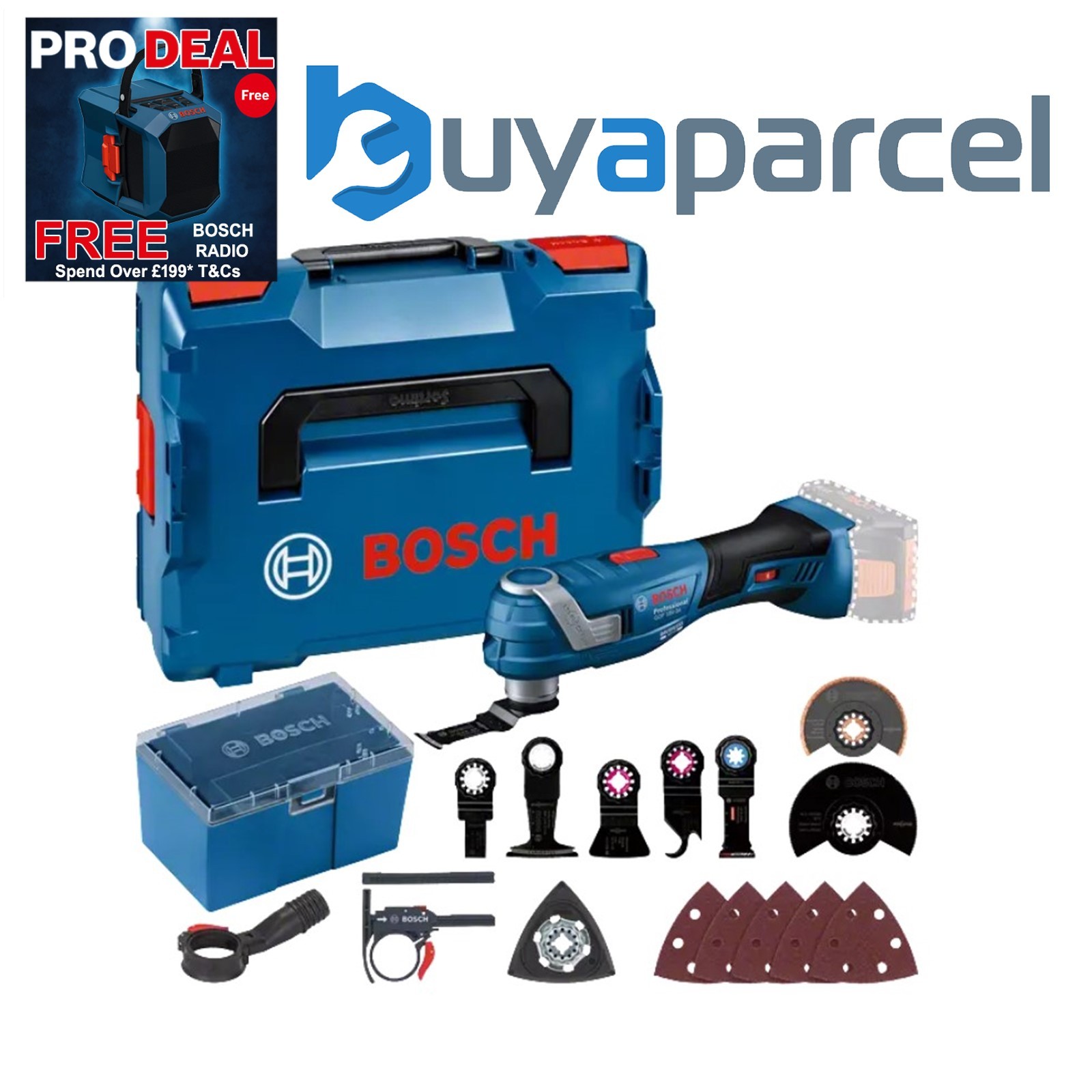 Bosch 18v Professional GOP 18V-34 Cordless Multitool Starlock Lboxx + Accessory