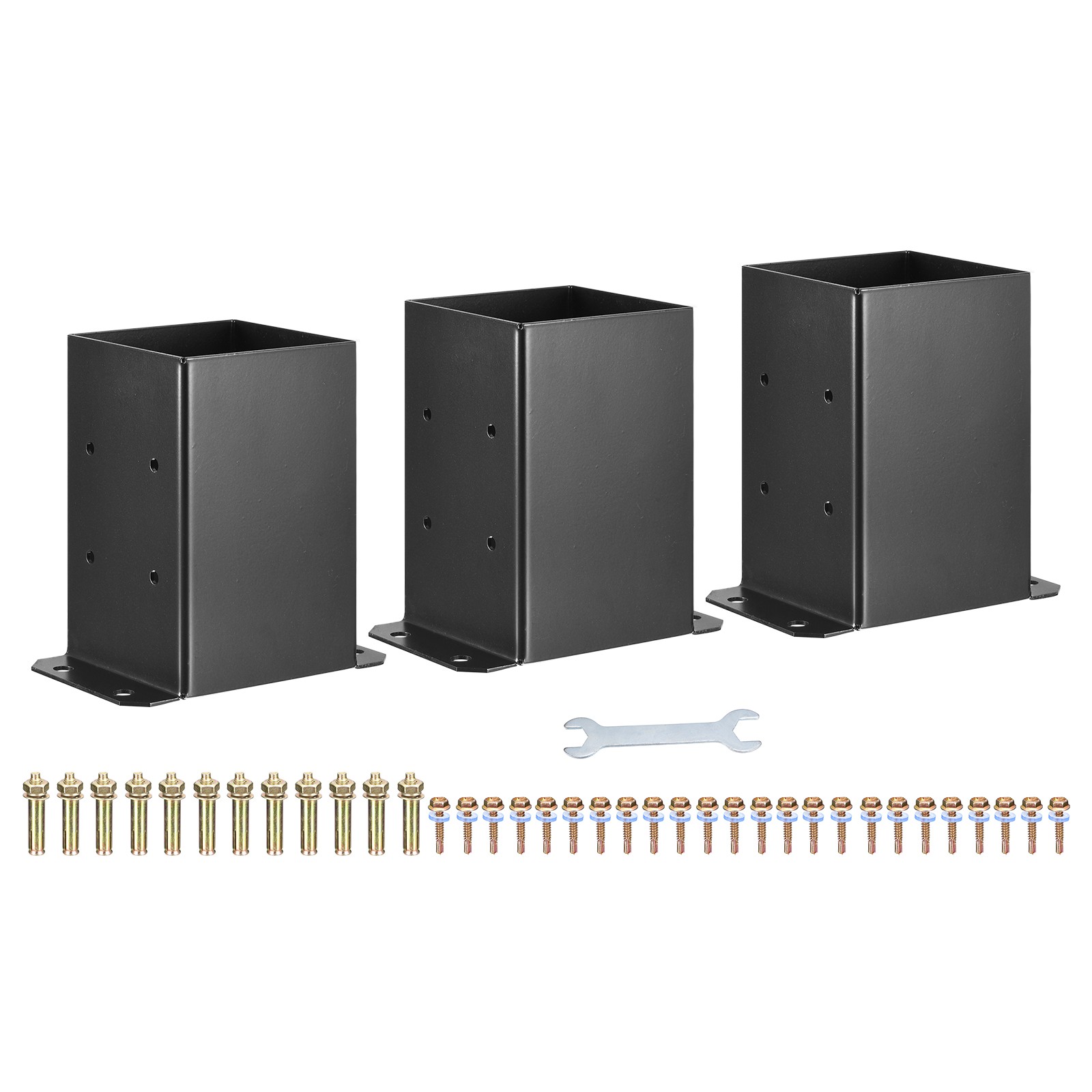 4x4" Post Base 3pcs Black Powder Coated Post Brackets for Deck Railing