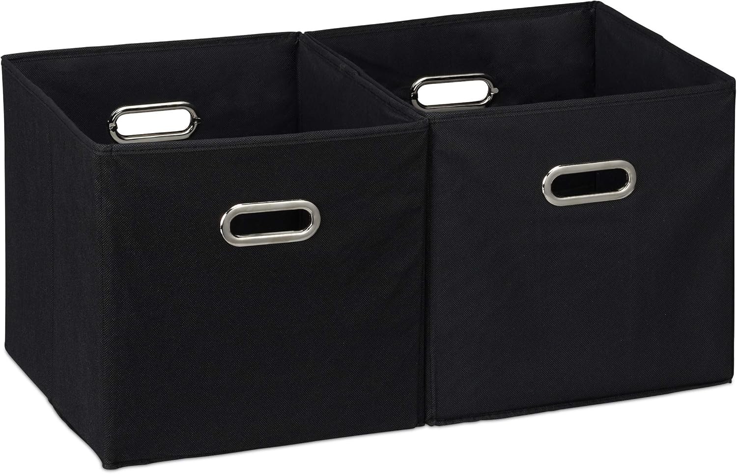 Relaxdays Storage Box Set of 2, No Lids, With Handles, Folding, Square Shelf Bi