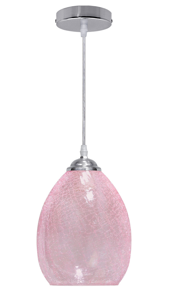 Modern Crackled Pink Glass Shade Chandelier Pendant Ceiling Pub Dine Light H3056