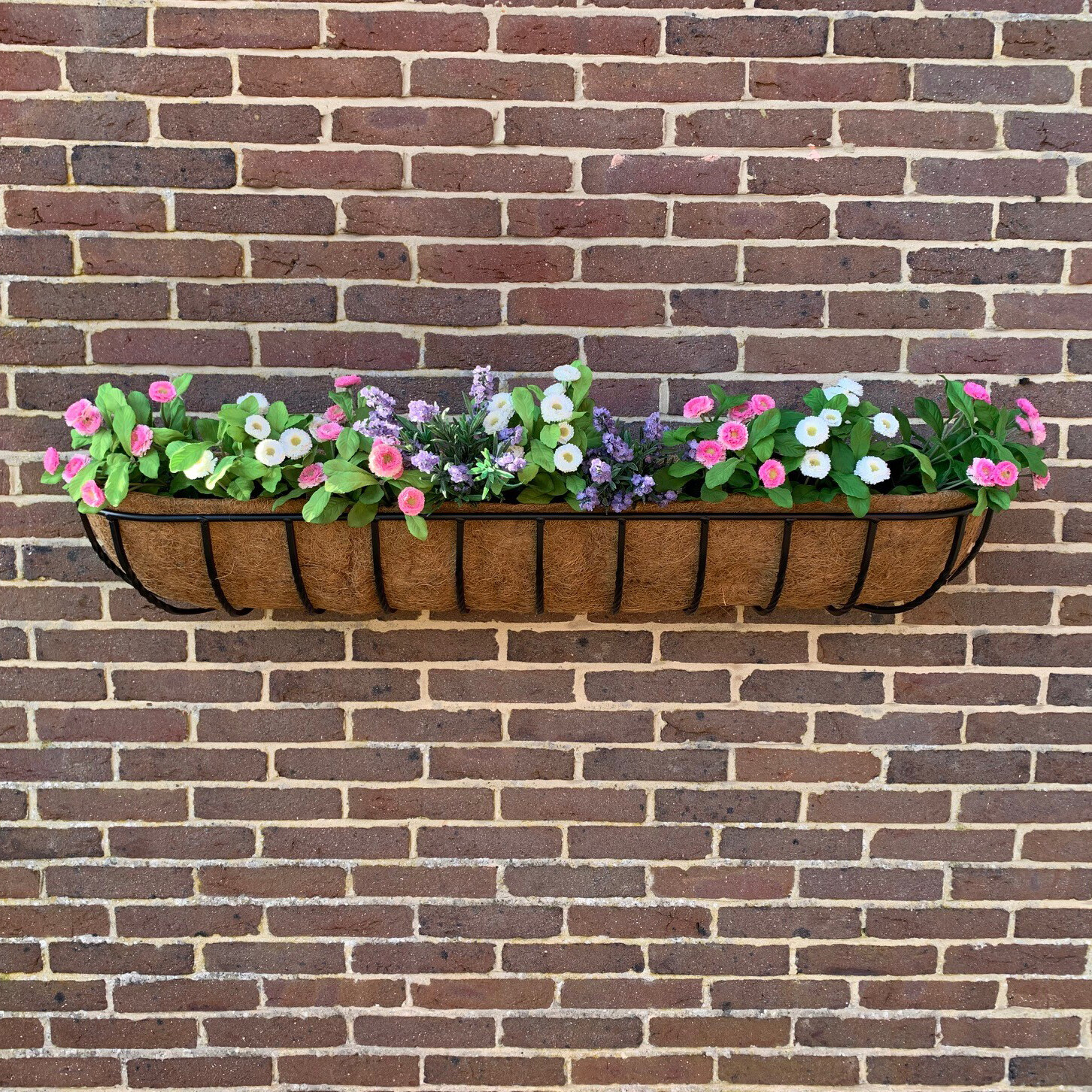 Garden Wall Planter Outdoor Black Metal Basket Manger Trough (120cm)
