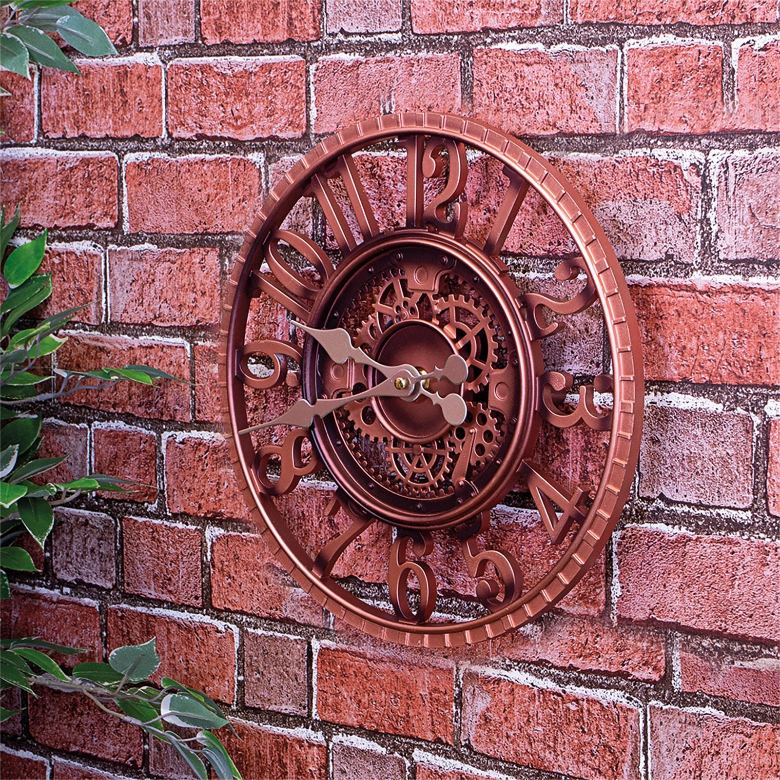 Outdoor Indoor Wall Clock Antique Bronze Resin 30cm 12in Vintage Garden Display
