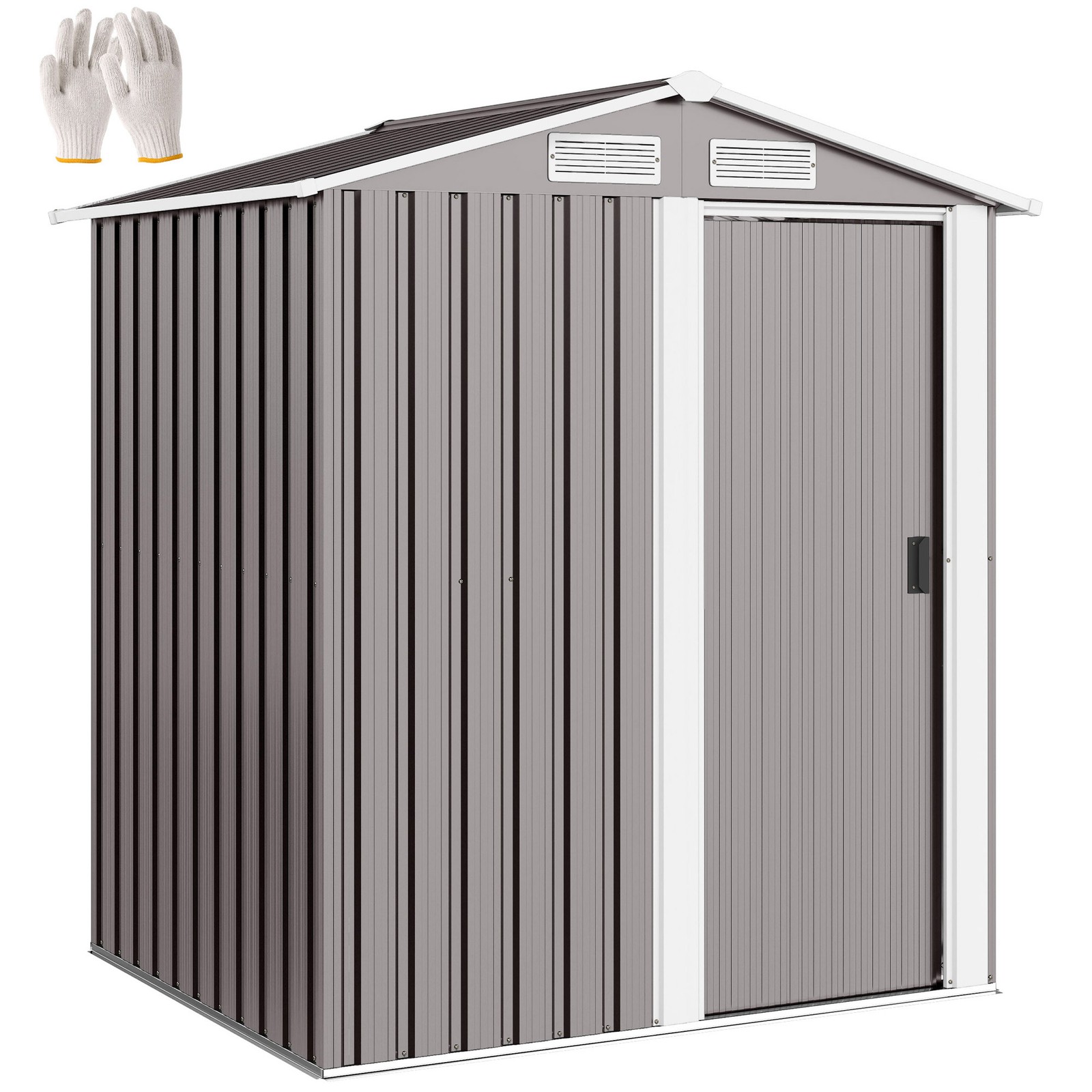 Outsunny 5ft x 4.3ft Outdoor Metal Storage Shed with Sliding Door Sloped Roof