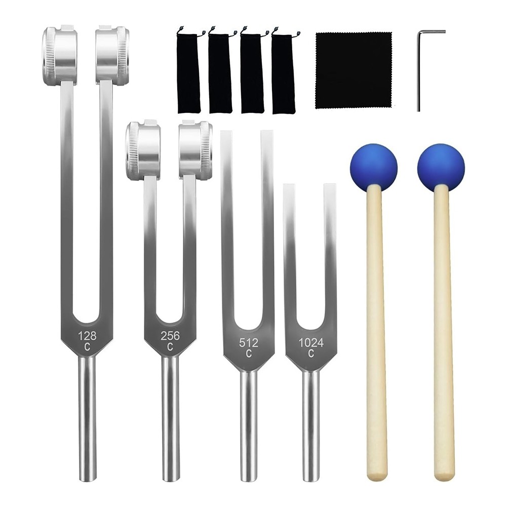 Aluminum Alloy Tuning Fork Set, 128Hz 256Hz 512Hz 1024Hz Tuning Forks for4574