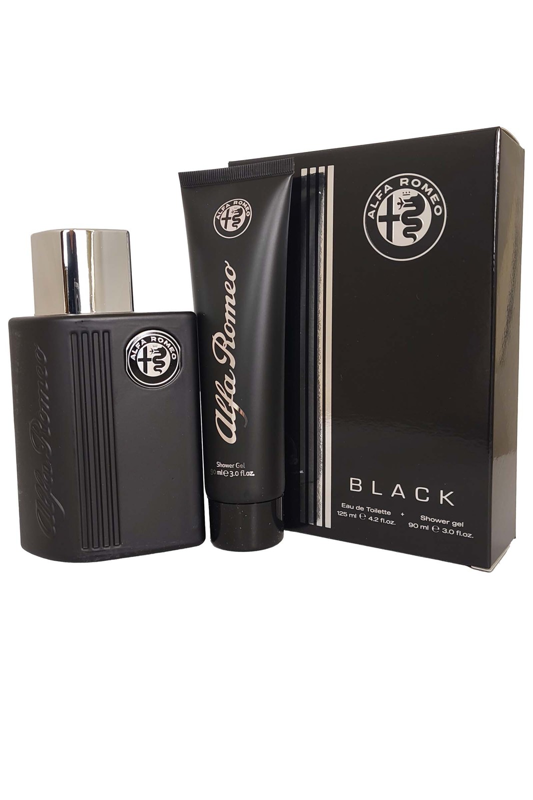 Alfa Romeo Black for Men Eau de Toilette Spray 125ml Shower Gel 90ml