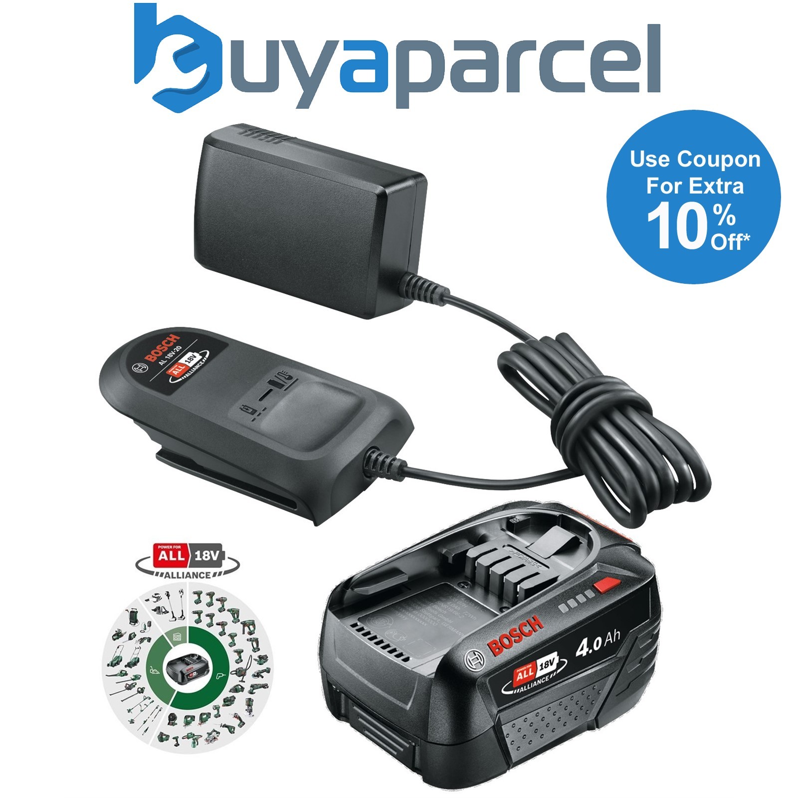 Bosch Starter Set 18V PBA 4.0Ah Battery + Standard Charger Kit - Power For All