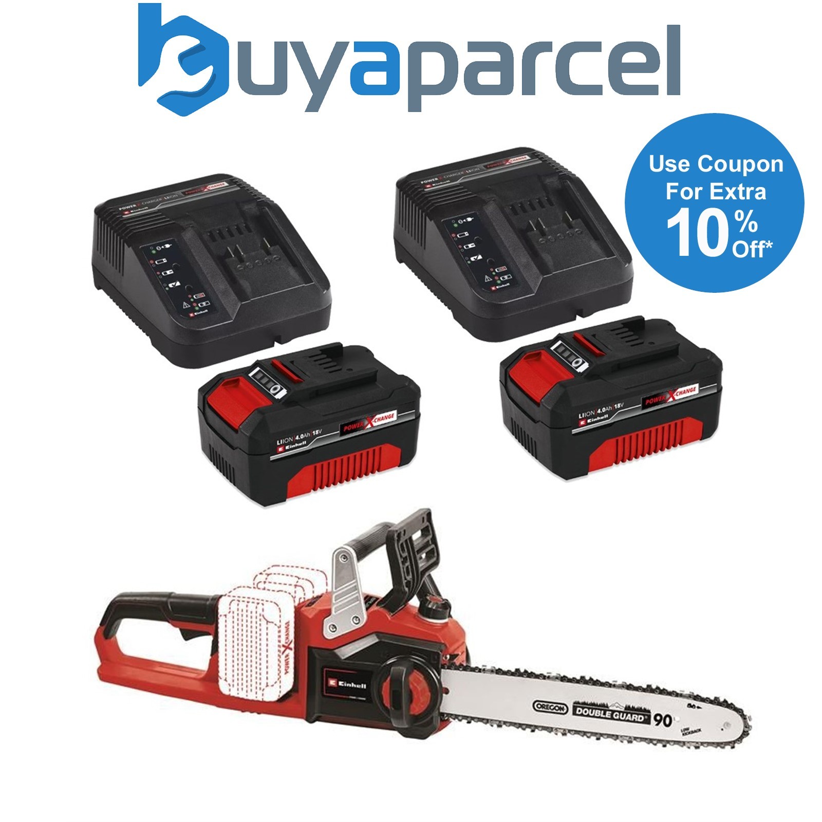 Einhell 4501780 GP-LC Li-Solo Power X-Change Chainsaw 36V 2 x 4.0AH Battery Pack