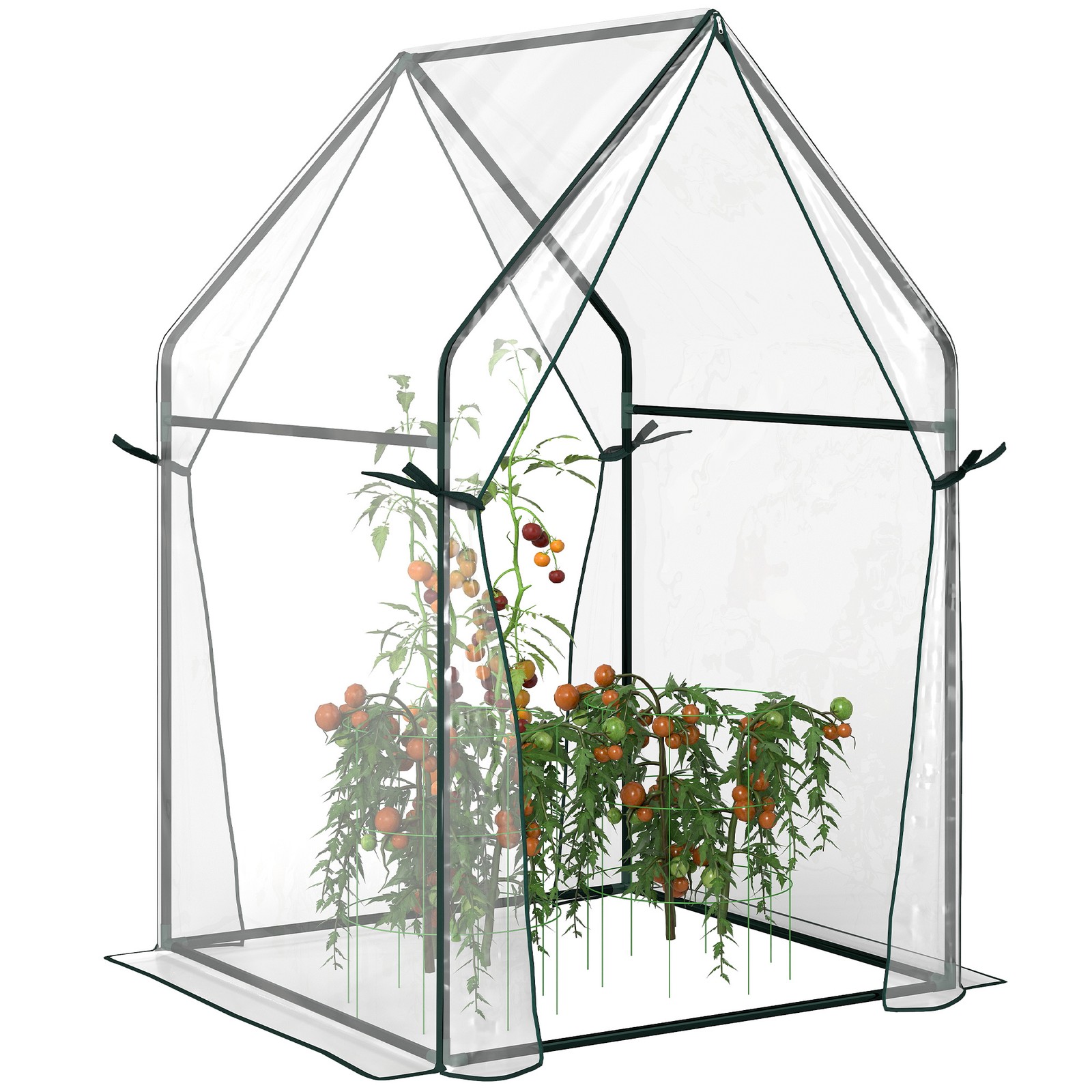 Outsunny Tomato Greenhouse with 2 Zipped Doors, Outdoor Green House, Clear
