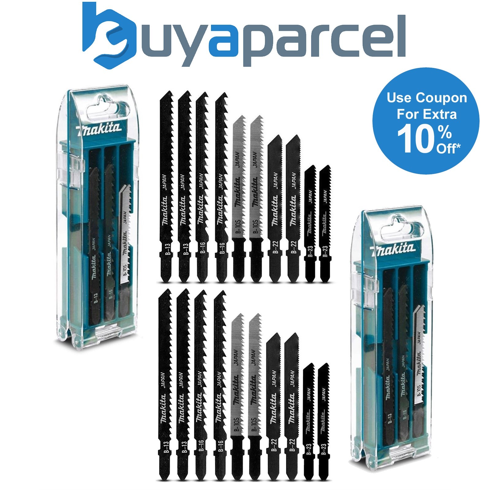 Makita 20 Piece Jigsaw Blade Set 50mm 70mm Wood Metal Plastic Aluminium + Case