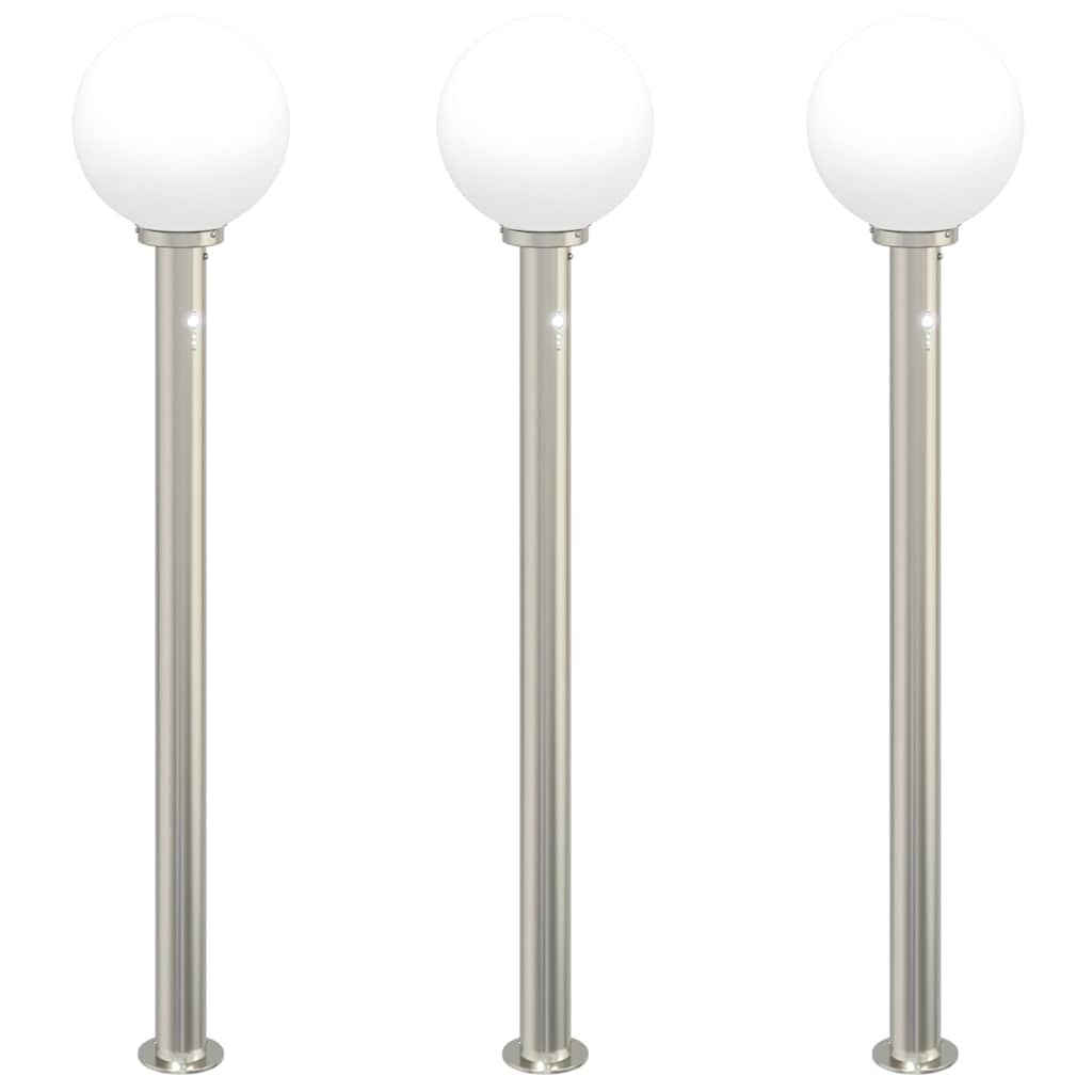 Bollard Lights 3 pcs 120 cm Stainless Steel with PIR Sensor Outdoor vidaXL