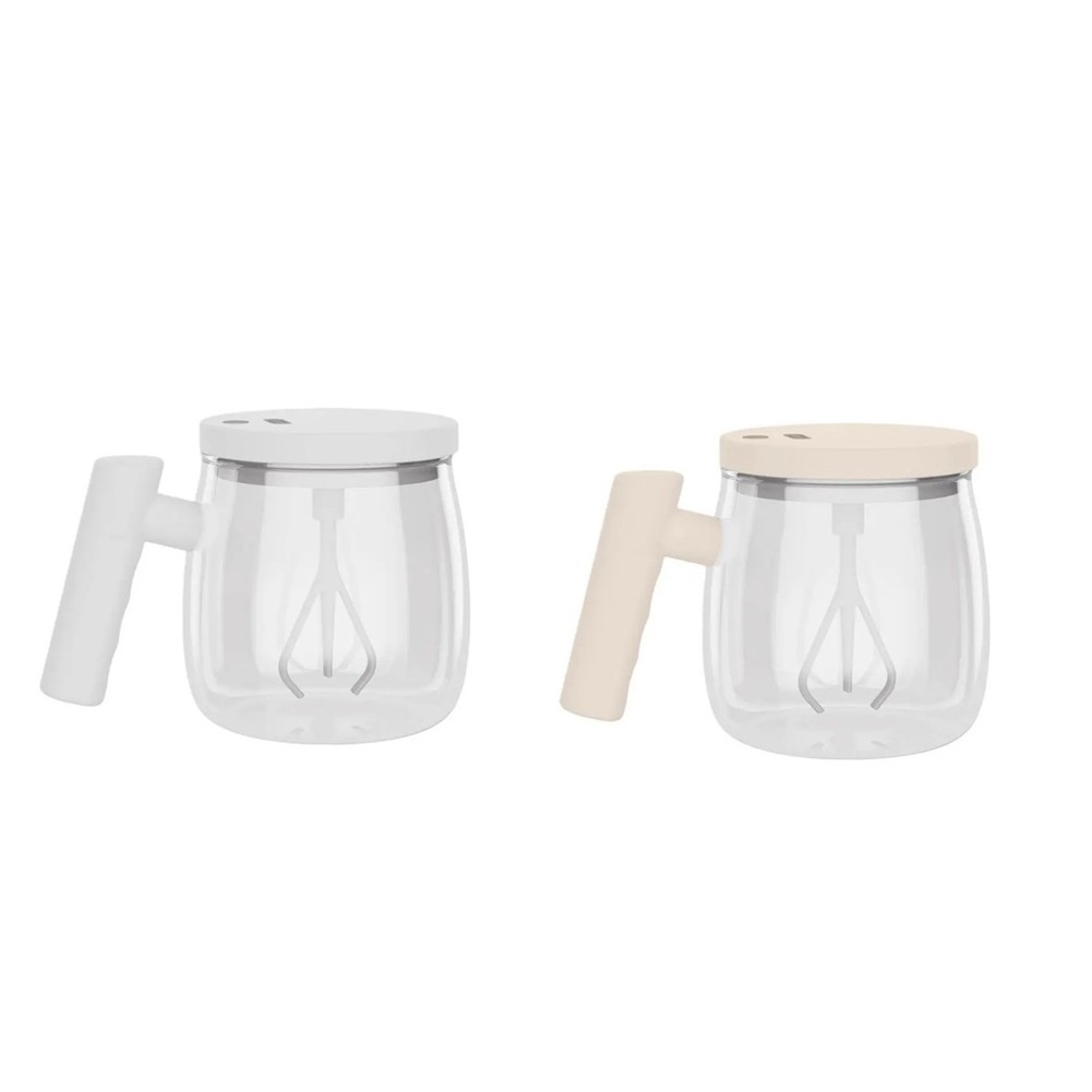 2Pcs 400ML Self Stirring Mug Electric Stirring Coffee Cup Glass Inner Tank1469