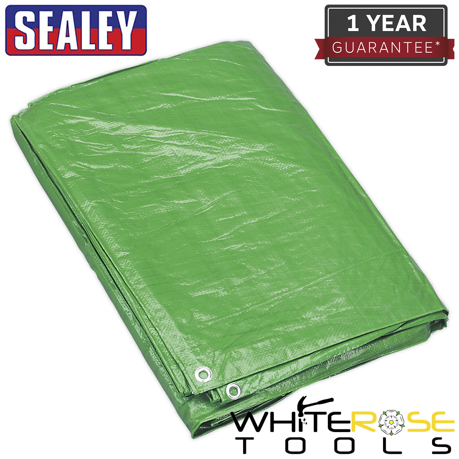 Sealey Tarpaulin 5.49 x 7.32m Green Cover Tear-Proof Waterproof UV Filter