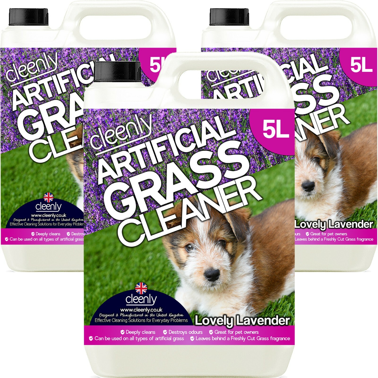 Cleenly Artificial Grass Cleaner Astro Turf Pet Odour Lavender Deodoriser 15L