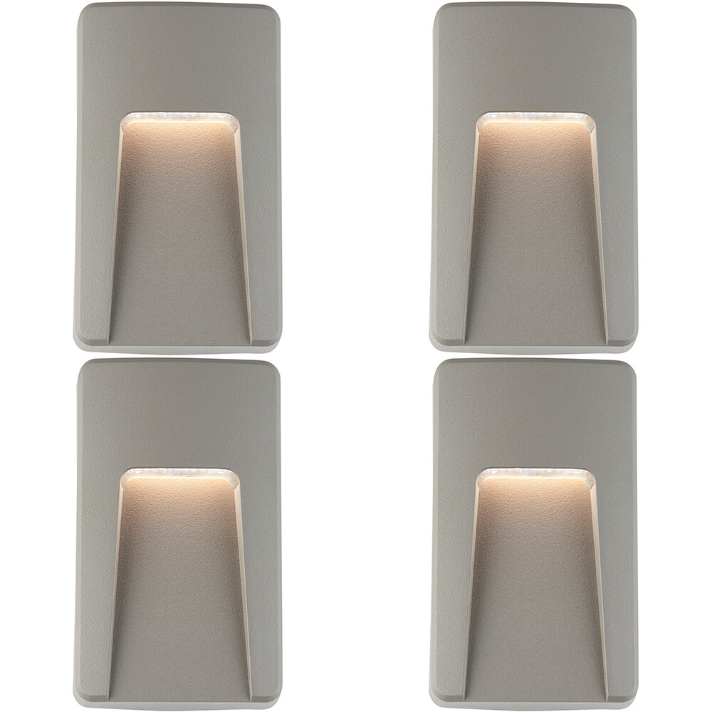 4 PACK Vertical Outdoor Pathway Guide Light - Indirect CCT LED - Grey ABS