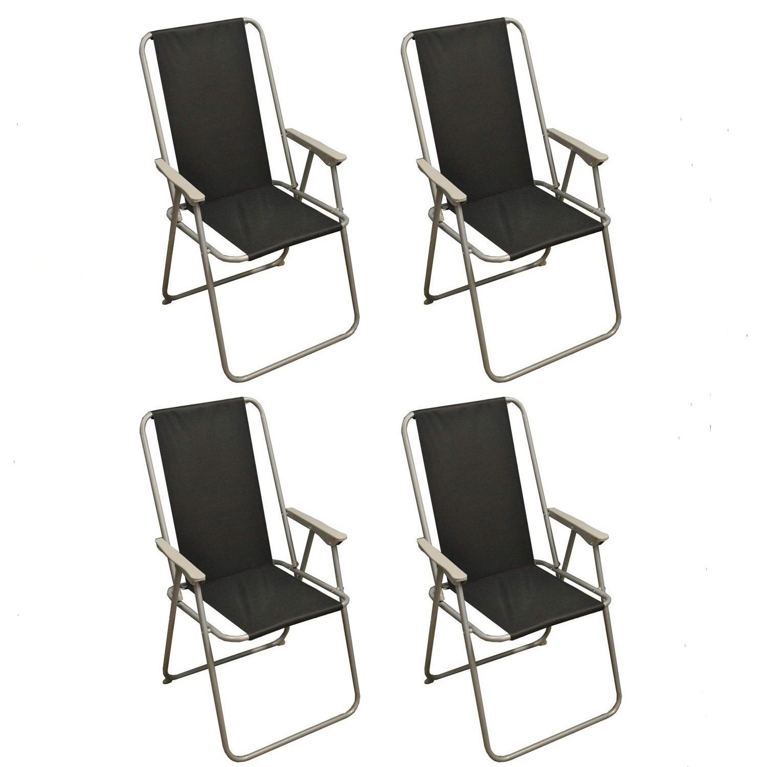 4 x Garden Chair Metal Folding Armchair Outdoor Beach Furniture Patio Balcony