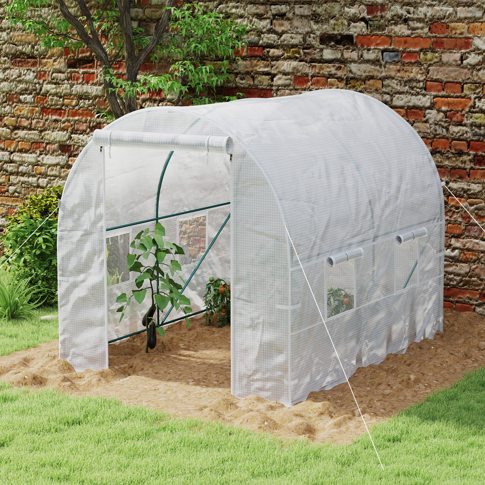 Walk-in Polytunnel Greenhouse Dome Garden Grow House w/ Window Door Heat Shed