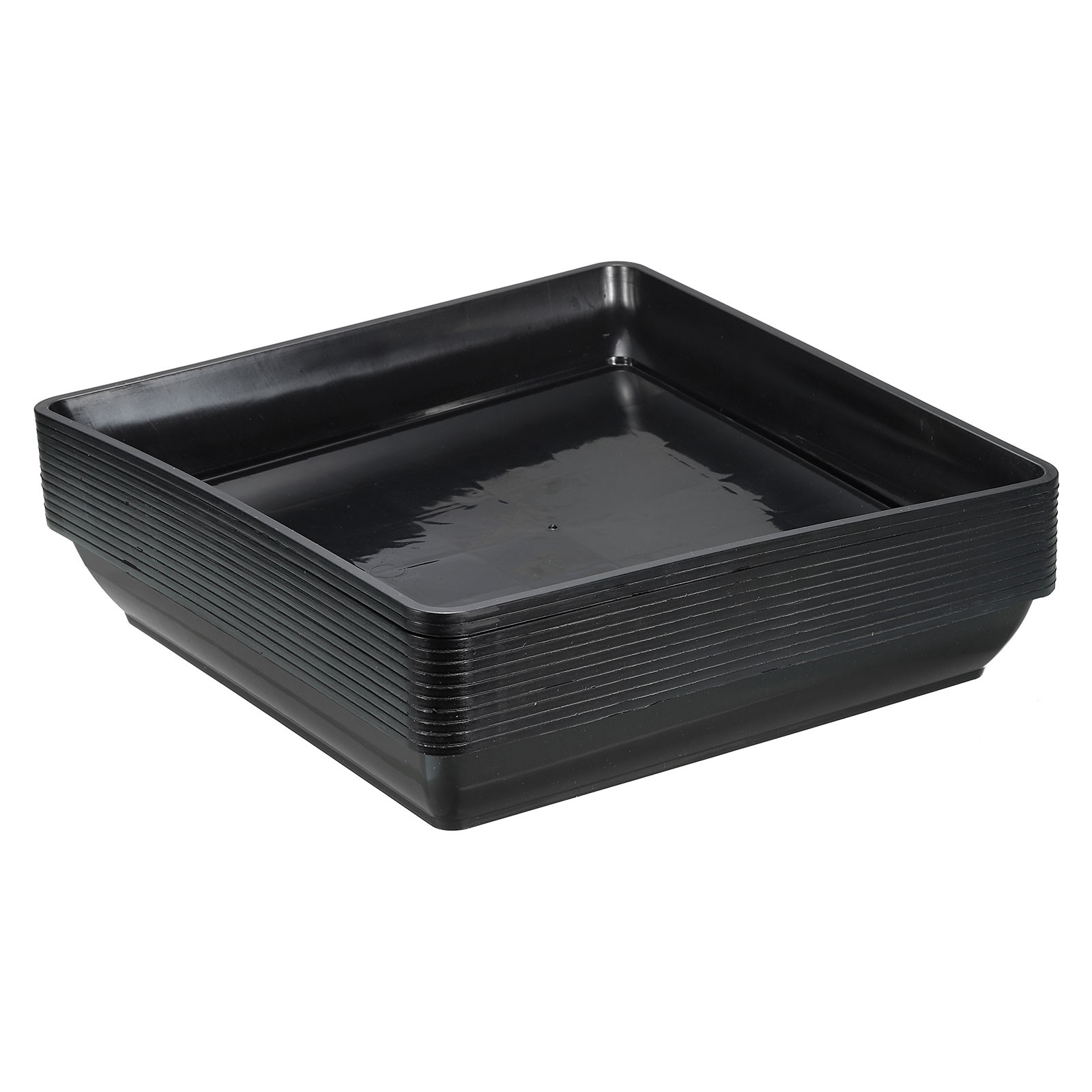 12pcs Plant Saucers 12 Inch, Square Plastic Thicker Plants Drip Trays, Black