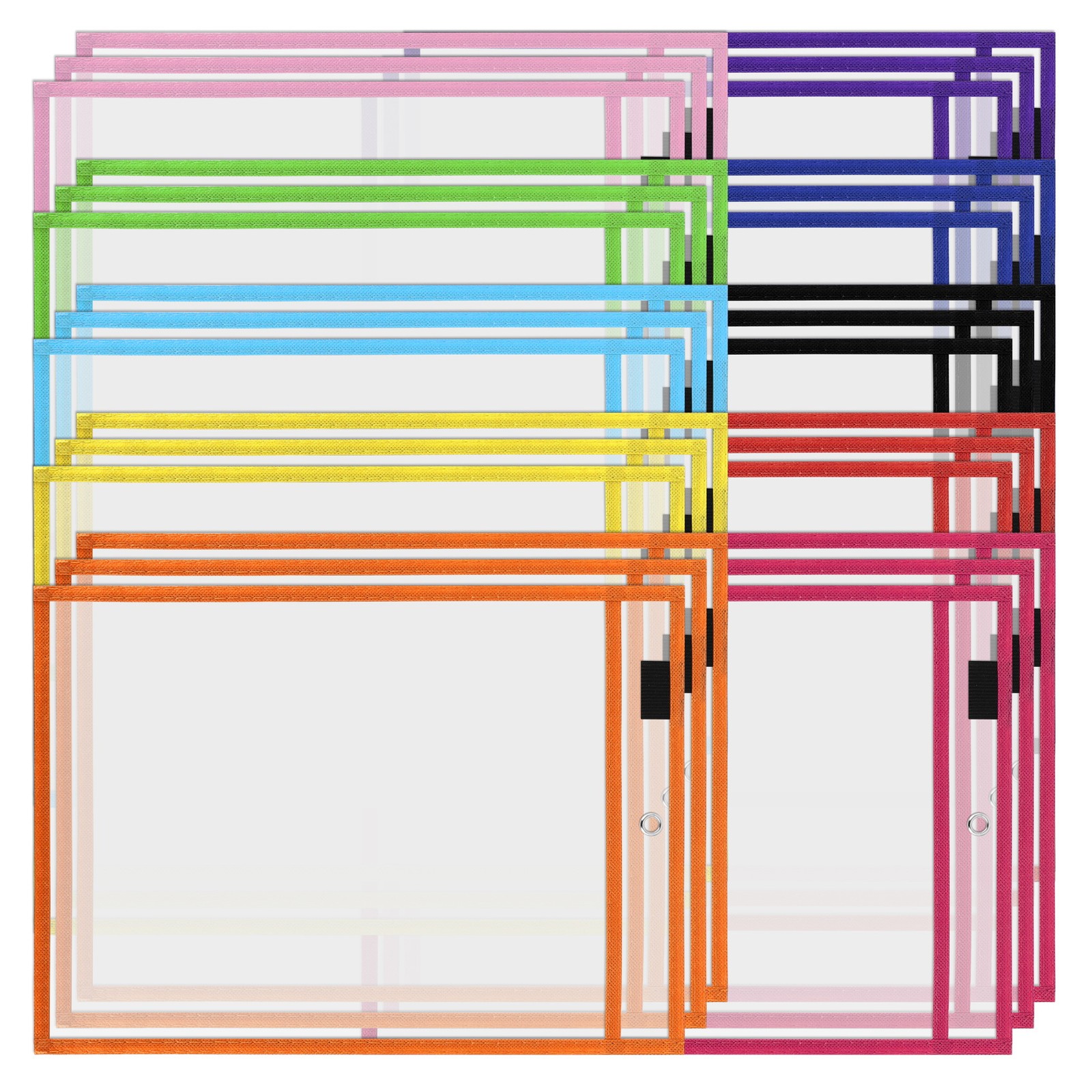 30 Pack Dry Erase Pockets PVC Transparent Sewn Dry Erase File Bag Reusable8933