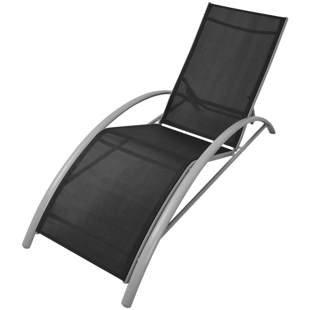 Sun Lounger Aluminium Black Outdoor Garden Foldable Recliner Daybed vidaXL