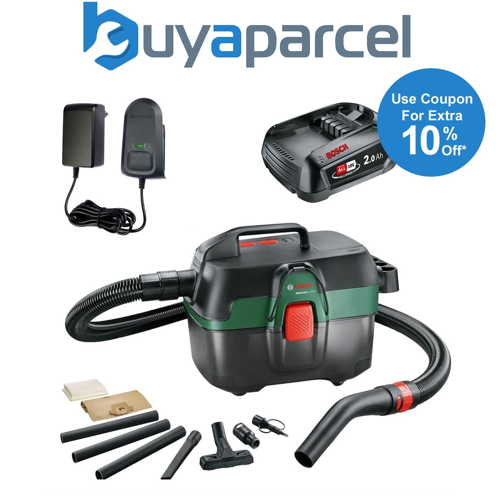 Bosch AdvancedVac 18V Cordless Wet & Dry Vacuum Cleaner Blower 1 x 2.0Ah Batt
