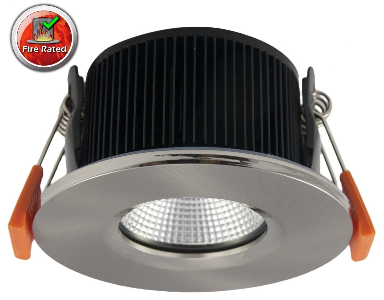 6W LED Fire Rated Recessed Ceiling Downlight Spotlight Brushed Chrome 3000K A+