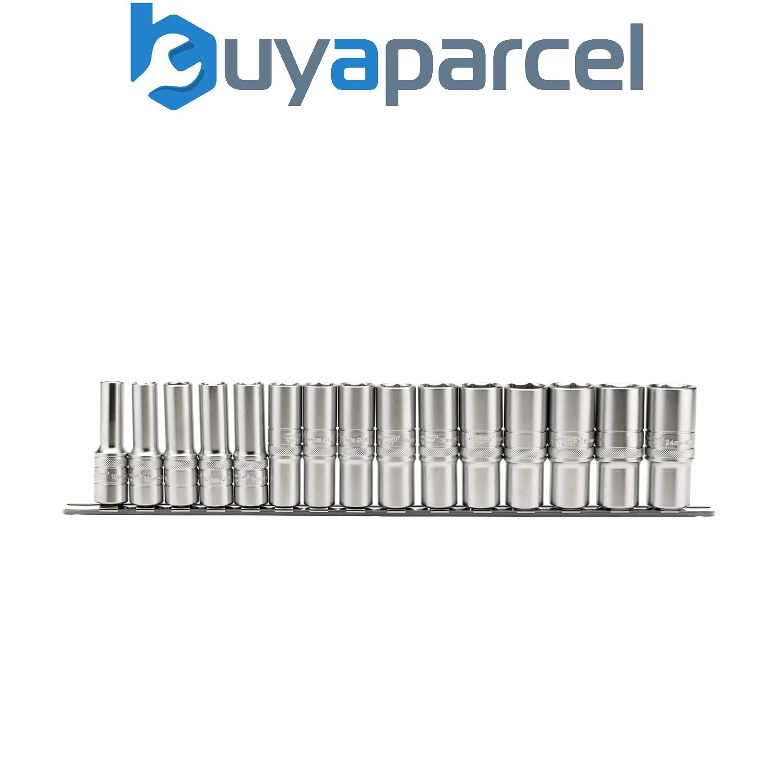 Draper 16499 Draper Expert Metric Deep Socket on a Metal Rail, 1/2" Sq. Dr. (15