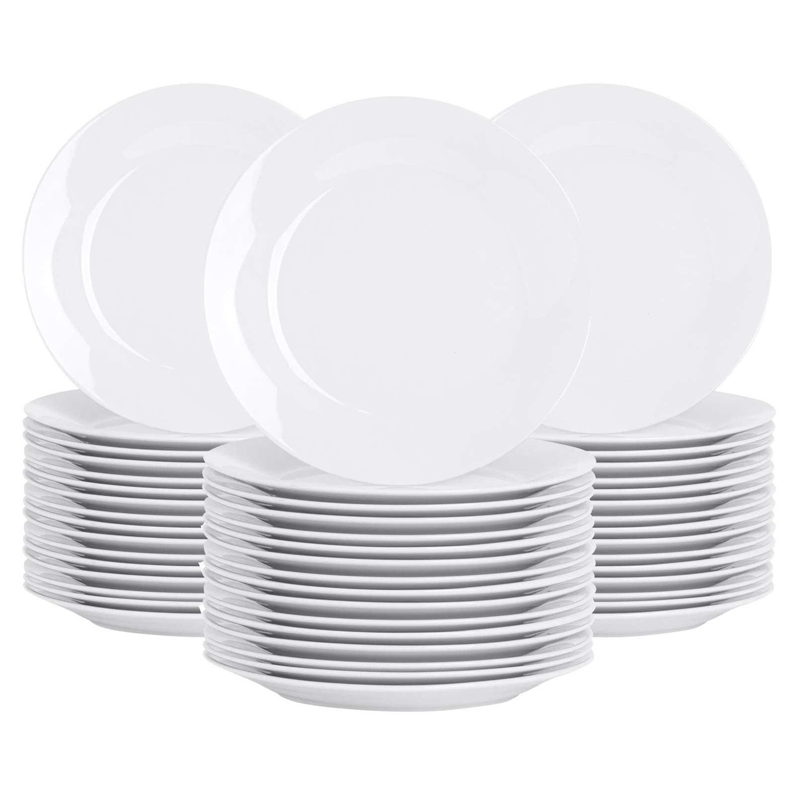 48x Classic White Dessert Plates 19cm Porcelain Bread Snack Side Dishes