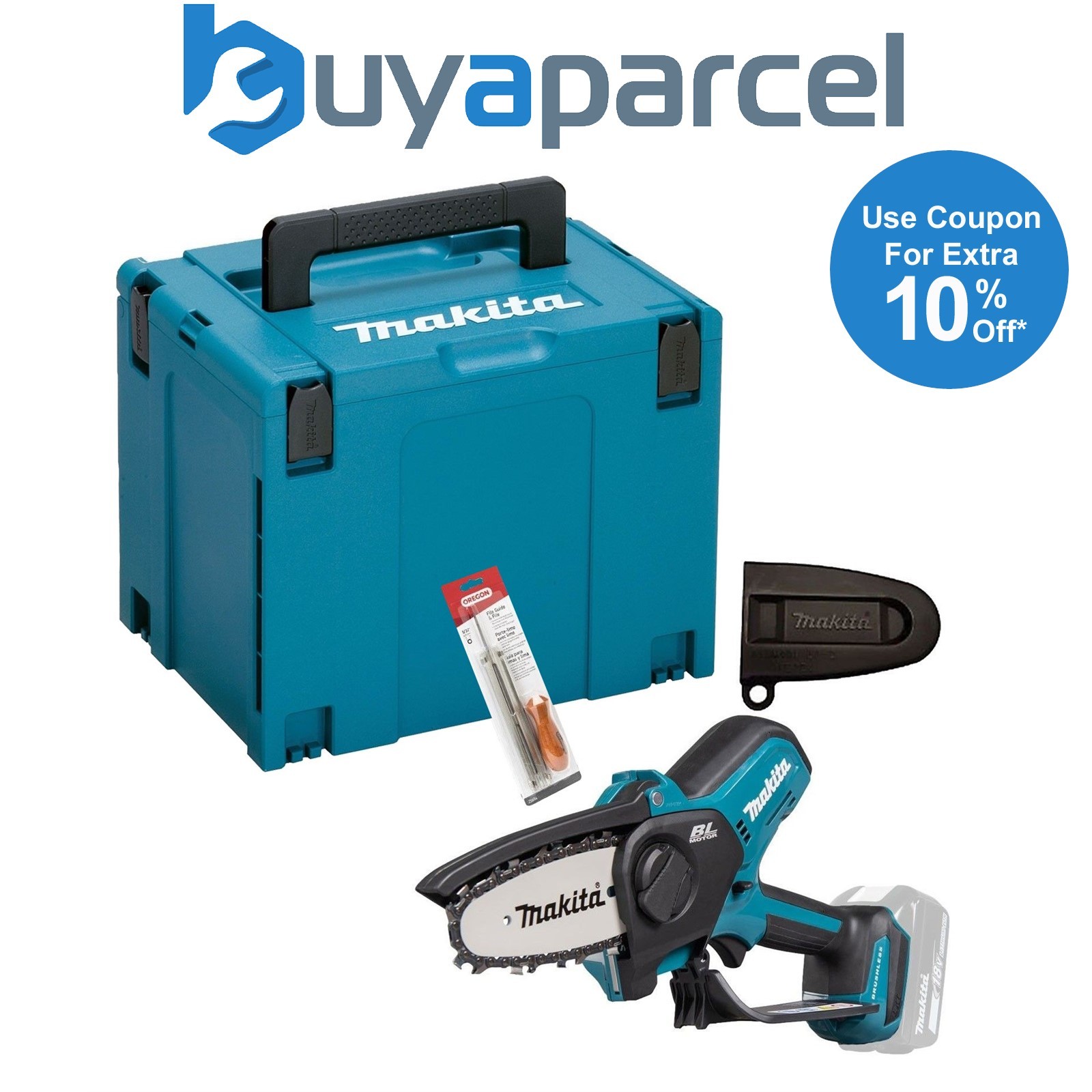 Makita DUC101Z Cordless Brushless Pruning Saw 18V Body Chainsaw 100mm + Makpac